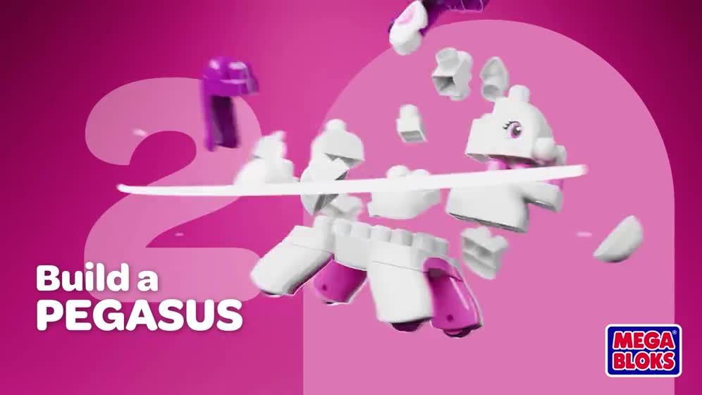 thumbnail video image 3 of MEGA BLOKS Build & Enchant Unicorn, Pegasus, Puppy Toy Block Set (26 Pieces) for Toddlers and Kids, 3 of 8