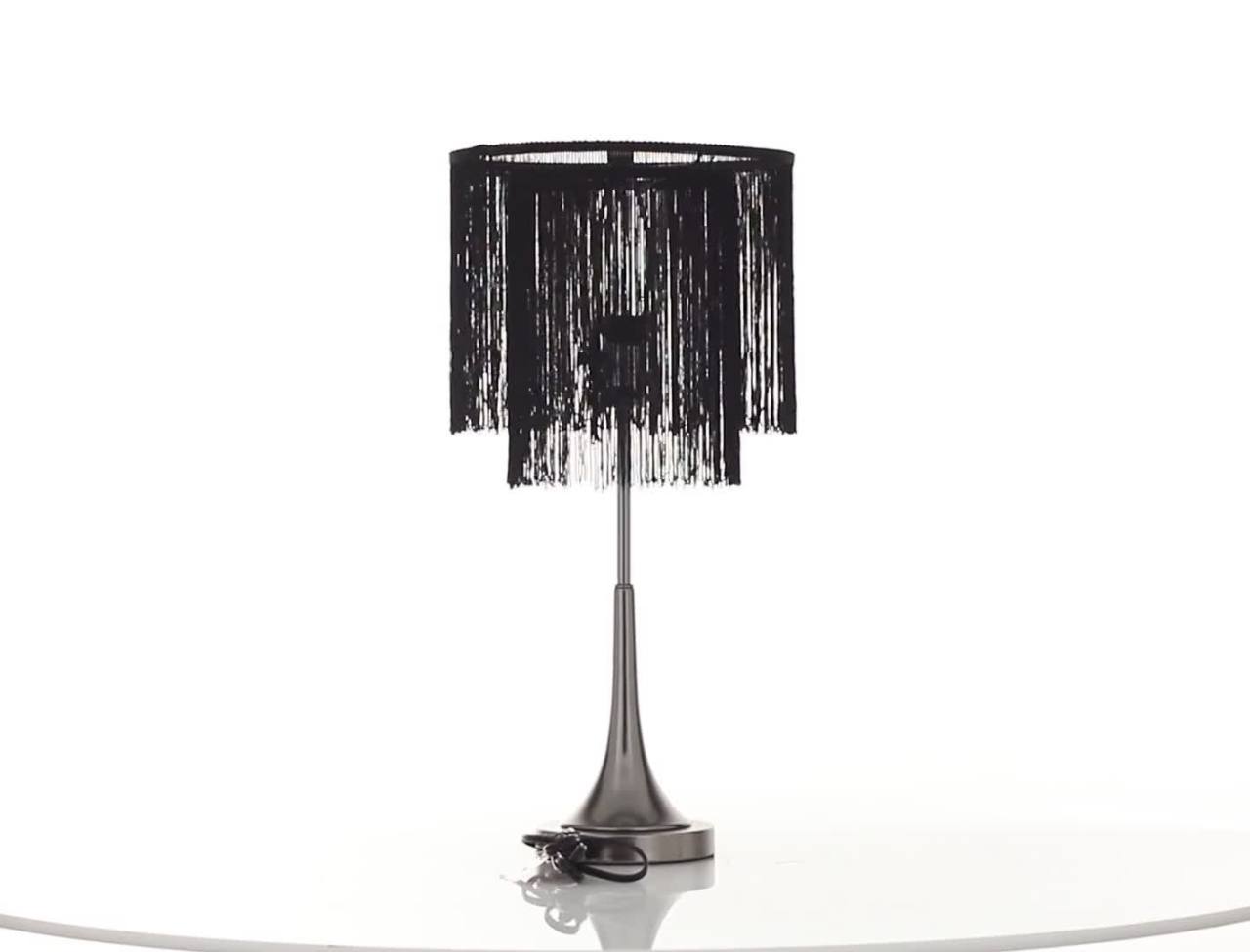 thumbnail video image 2 of DecMode 12 in W, 24 in H Iron Contemporary Buffet Lamp, Black, 1-Piece, 2 of 10