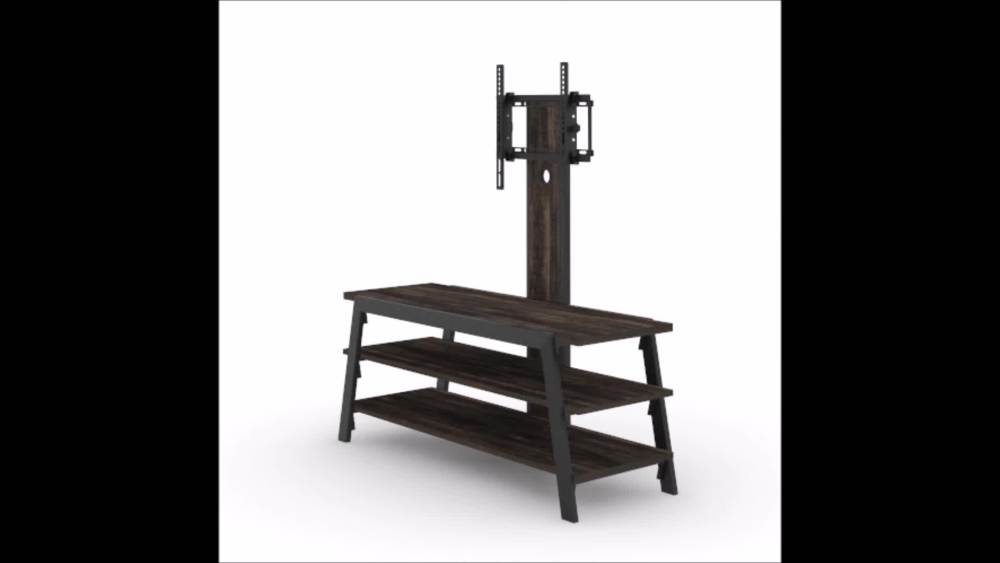 Sauder Steel River TV Stand with Mount for TVs up to 50", Carbon Oak Finish