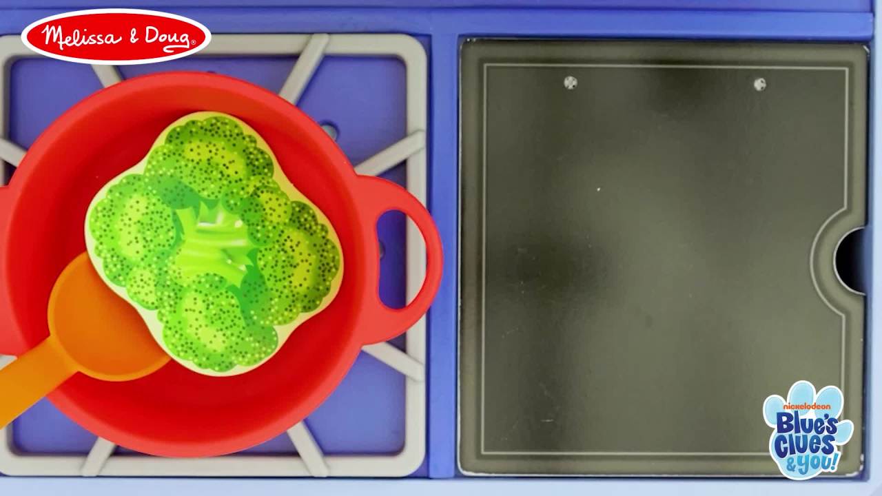 thumbnail video image 2 of Melissa & Doug Blue's Clues & You! Wooden Cooking Play Set (42 Pieces), 2 of 11