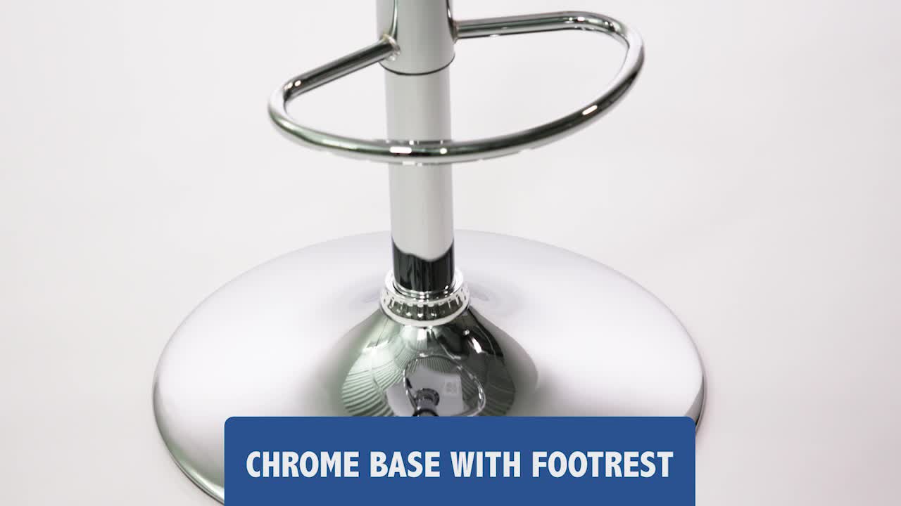 thumbnail video image 2 of Flash Furniture Athens 2 Pack Contemporary White Vinyl Adjustable Height Barstool with Solid Wave Seat and Chrome Base, 2 of 15