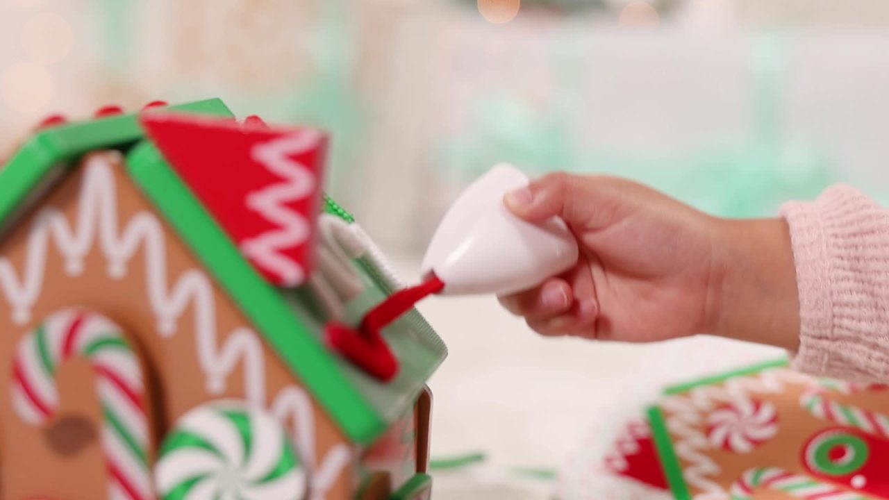 thumbnail video image 2 of Melissa & Doug Wooden Gingerbread House Reusable, Mess-Free Play Set Activity for Boys and Girls - FSC Certified, 2 of 10
