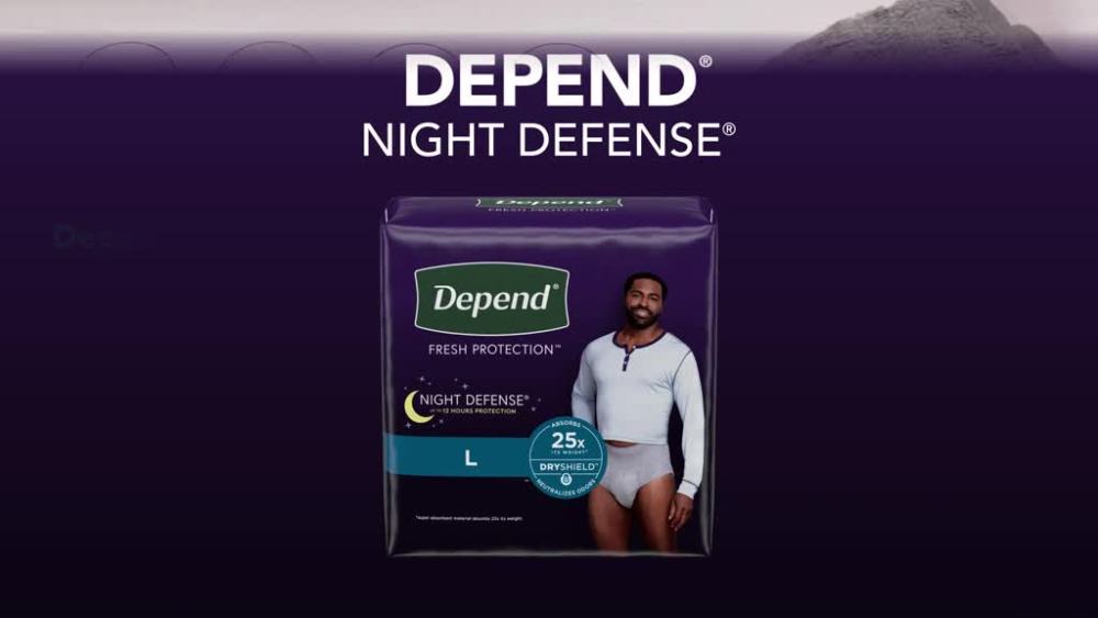Depend Night Defense Adult Incontinence Underwear for Men, Overnight, L