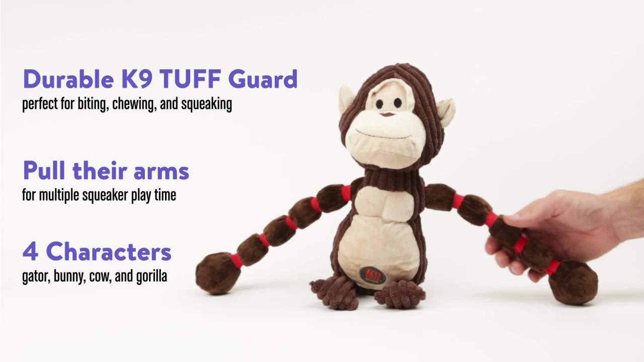 thumbnail video image 2 of Charming Pet Thunda Tugga Gator Plush Dog Toy, Green, One-Size, 2 of 8