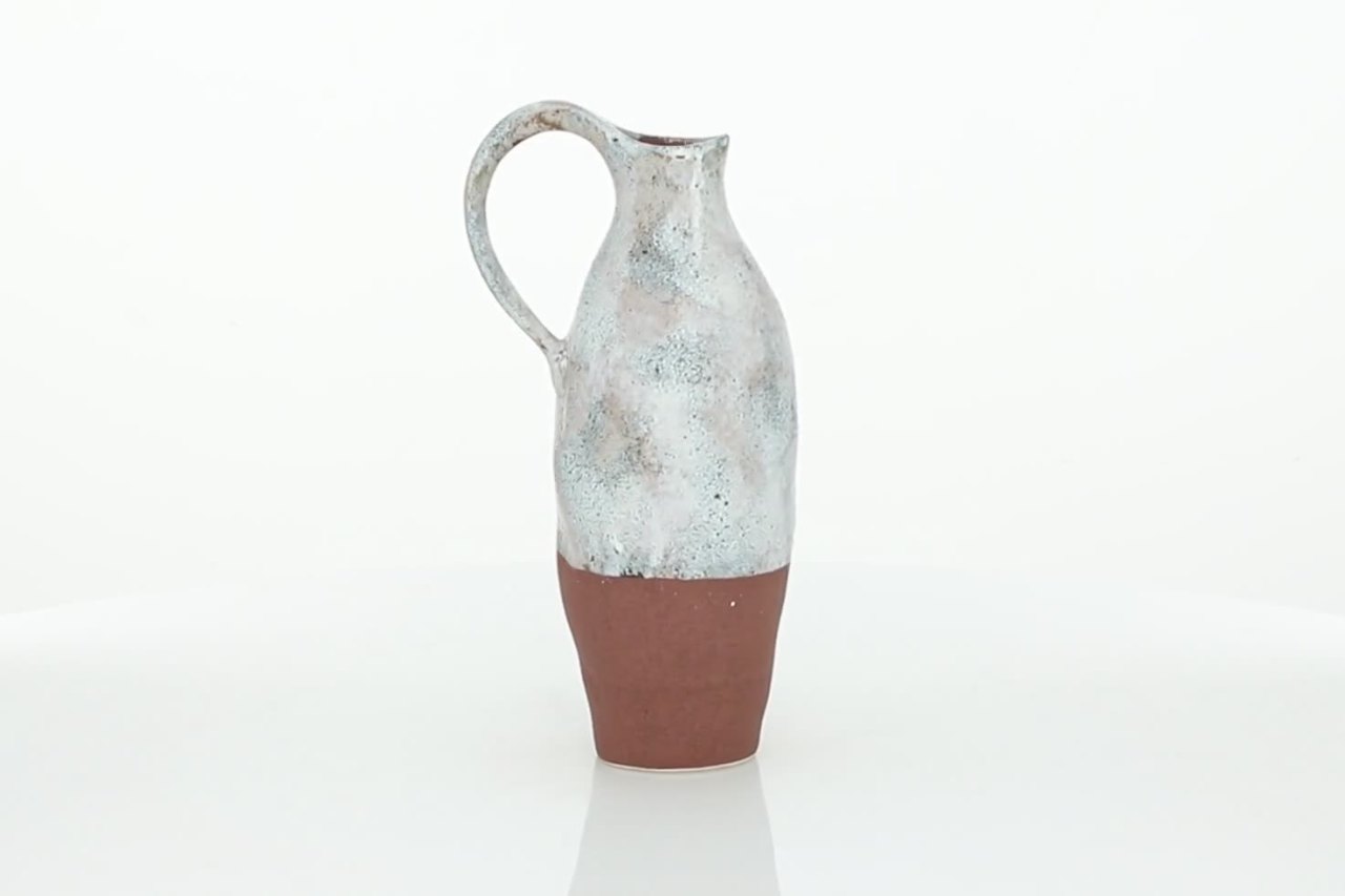 thumbnail video image 2 of DecMode 14" Handmade White Ceramic Vase with Terracotta Accents, 2 of 10