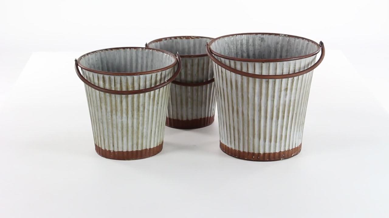 thumbnail video image 2 of DecMode 20", 18", 16"H Indoor Outdoor Silver Metal Planter with Handles (3 Count), 2 of 13