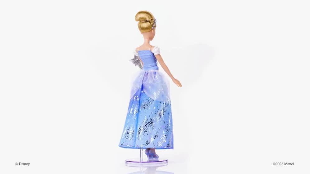 thumbnail video image 3 of Disney Princess Enchanted Ballgown Cinderella Fashion Doll with Lights & Sounds, Inspired by Movie, 3 of 8