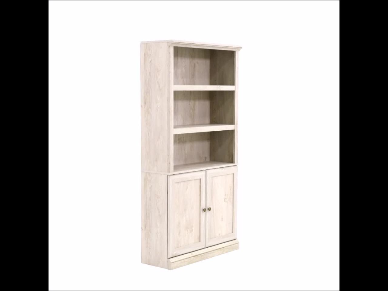 thumbnail video image 2 of Sauder Select 3-Shelf/2-Door Tall Bookcase, Chalked Chestnut Finish, 2 of 12