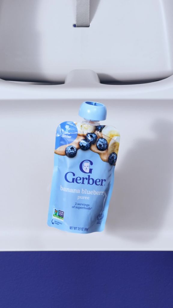 thumbnail video image 2 of Gerber Stage 2 Baby Food, Apple Strawberry Banana Puree Pouch 3.5 oz, 2 of 16