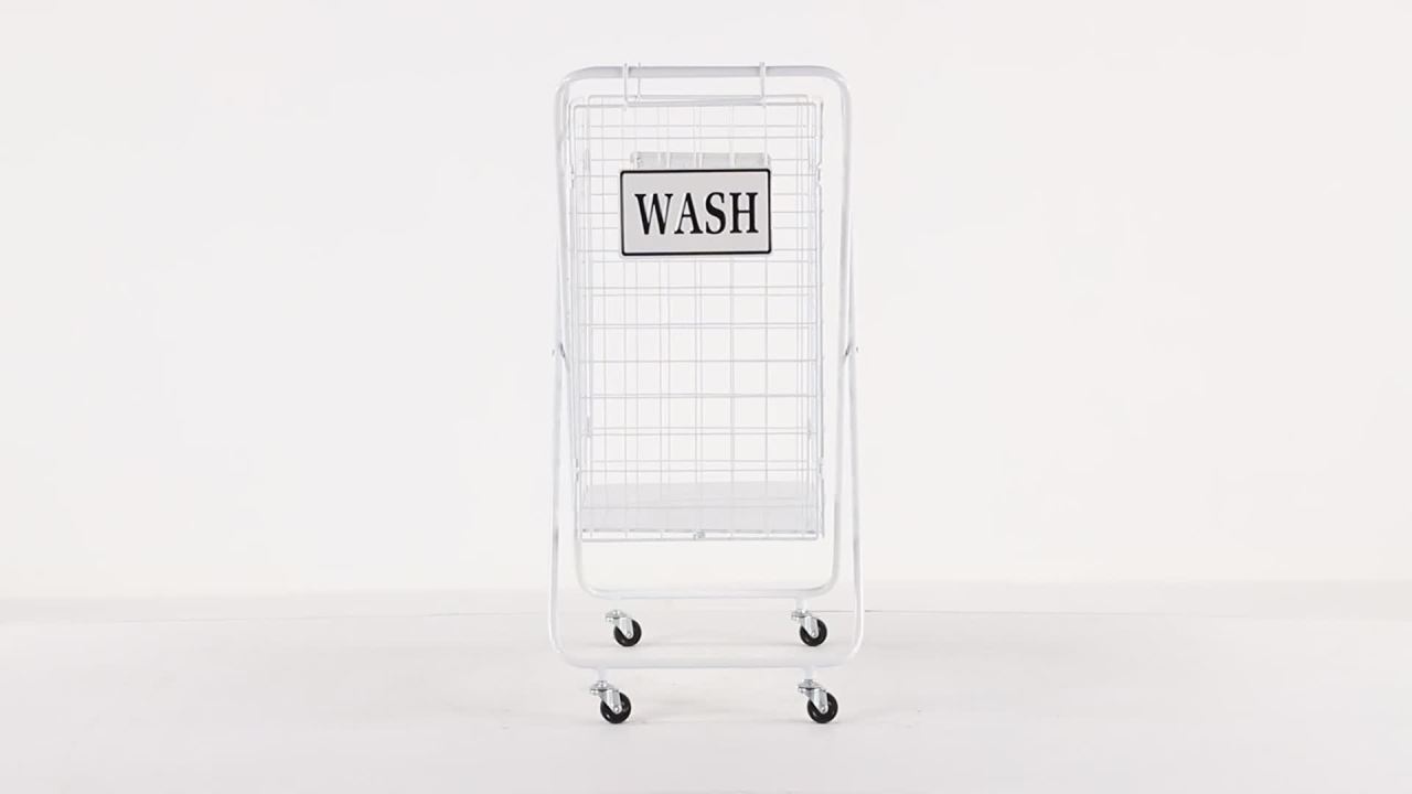 thumbnail video image 2 of DecMode 16" x 33" White Metal Farmhouse Storage Basket, 1 - Piece, 2 of 14