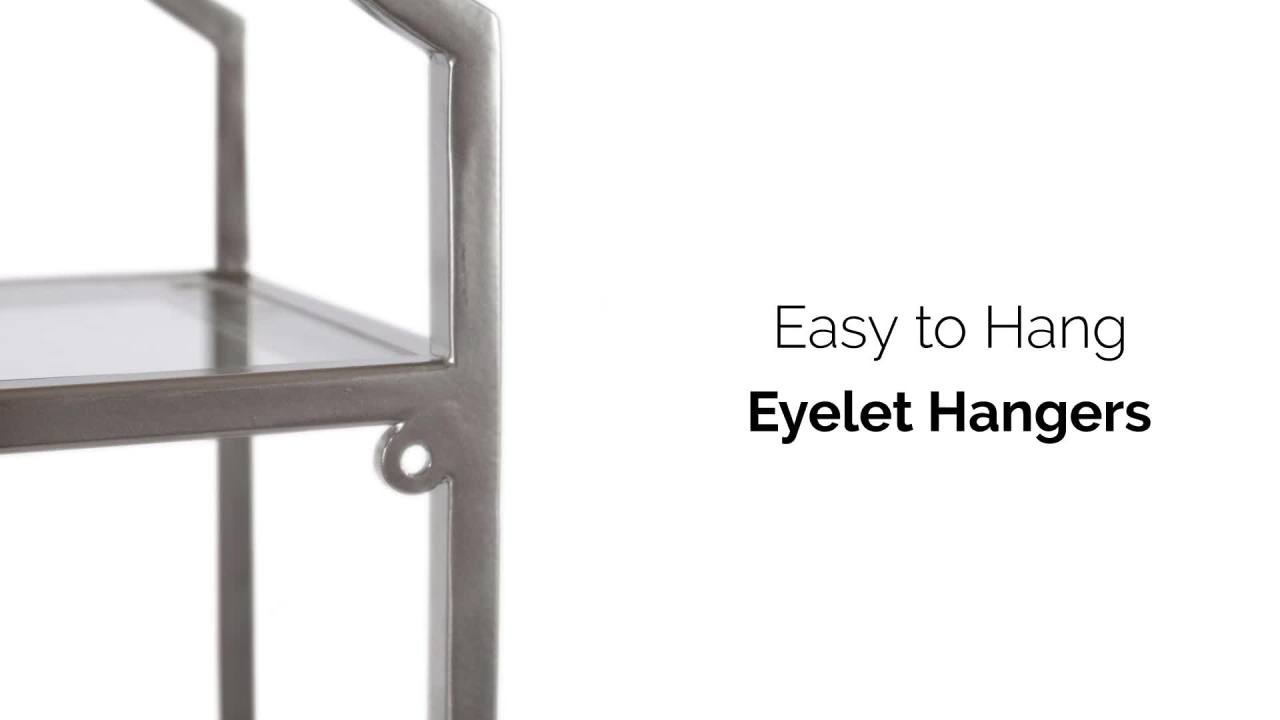 thumbnail video image 2 of Kate and Laurel Leanna Scalloped Three-Tiered Wall Shelf, 20 x 32, Gold, Decorative Floating Shelf Storage and Wall Organizer for Bathroom Over Toilet Storage or Display, 2 of 9