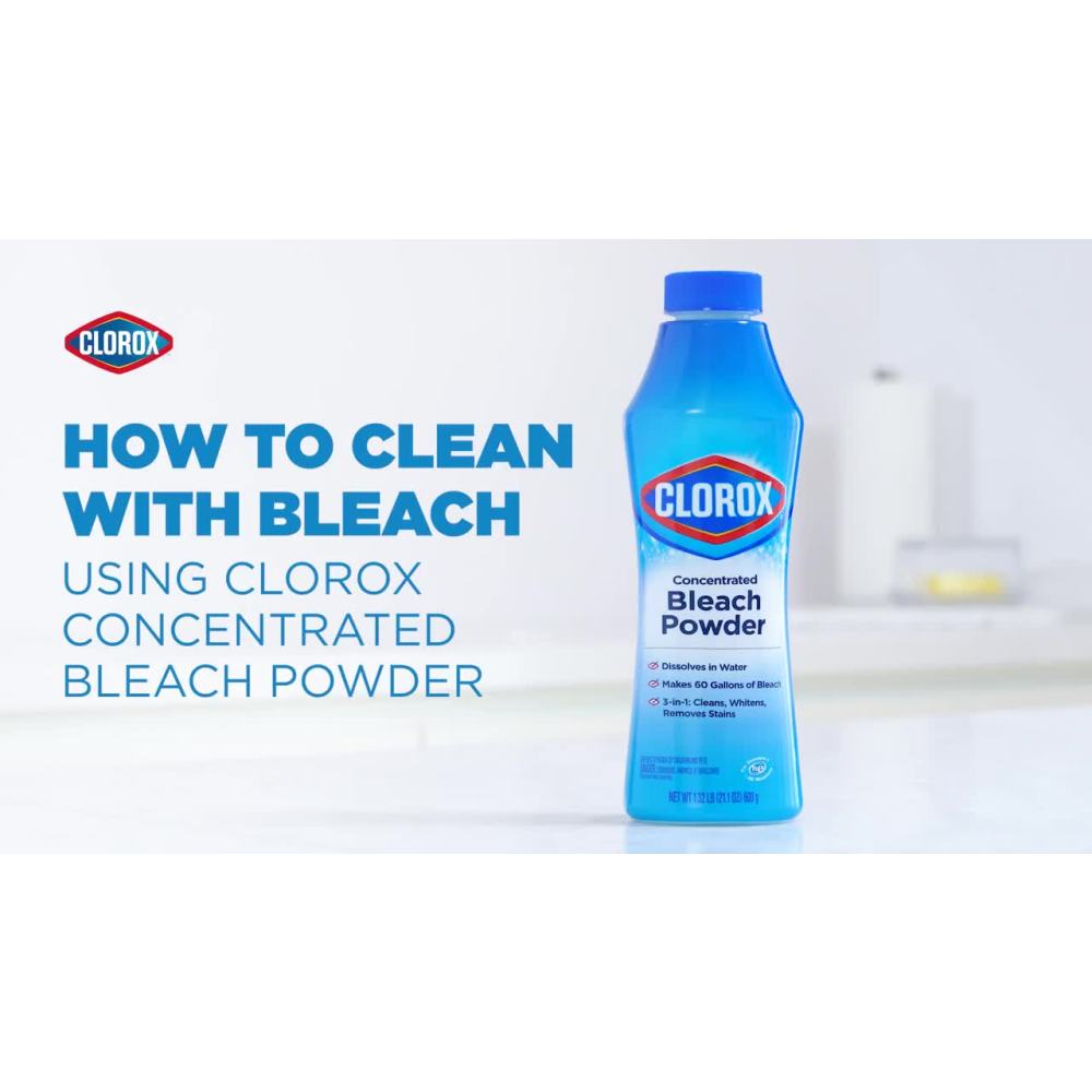 thumbnail video image 2 of Clorox Concentrated Bleach Powder, 21.1 oz, 2 of 12