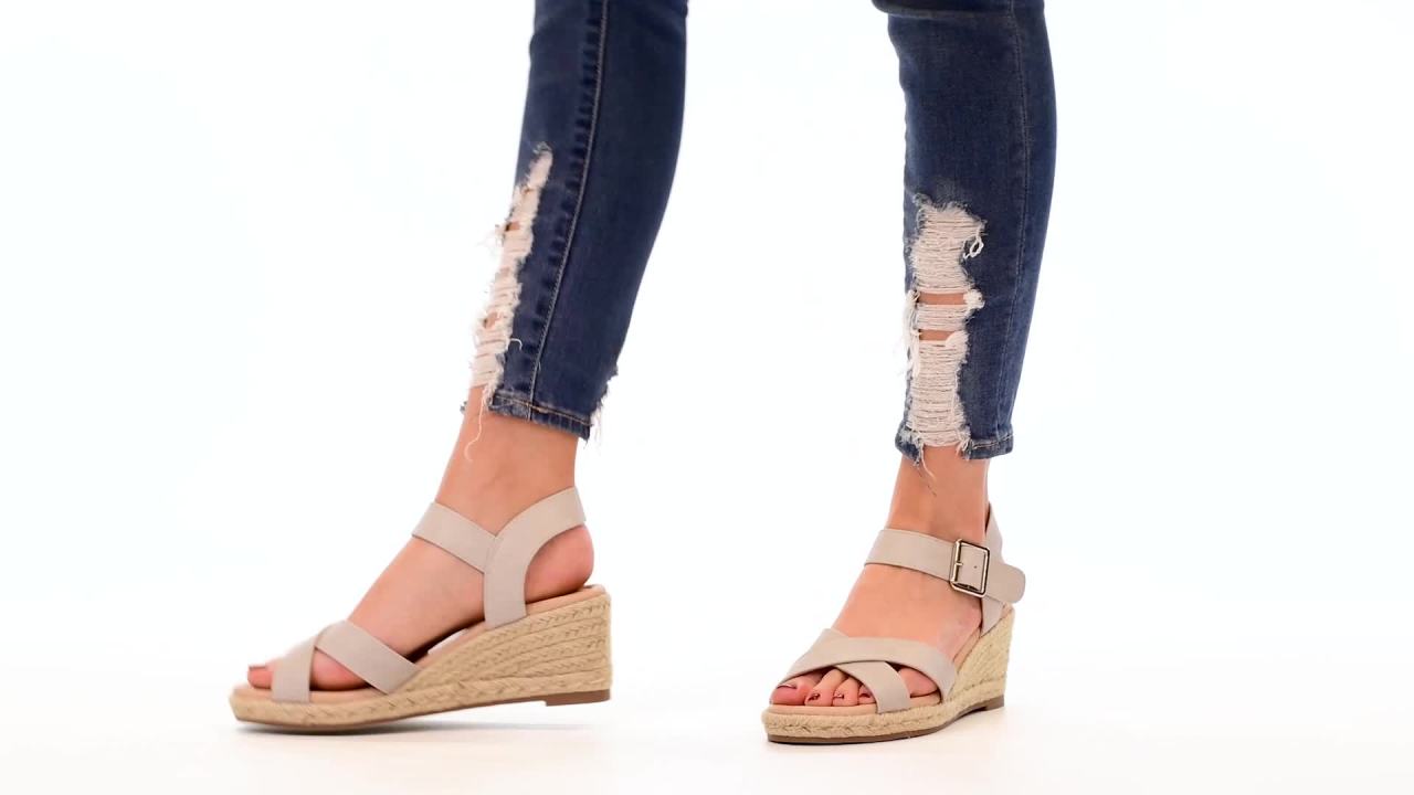 thumbnail video image 2 of Brinley Co. Womens Comfort Espadrille Sandal Wedge, 2 of 6