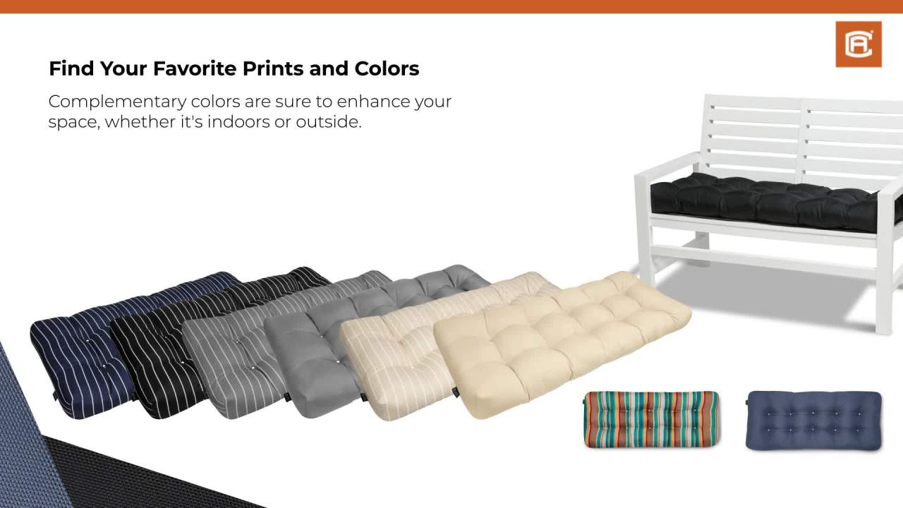 thumbnail video image 2 of Classic Accessories Water-Resistant Indoor/Outdoor Bench Cushion Black 54"W x 18"D x 5"T, 2 of 9