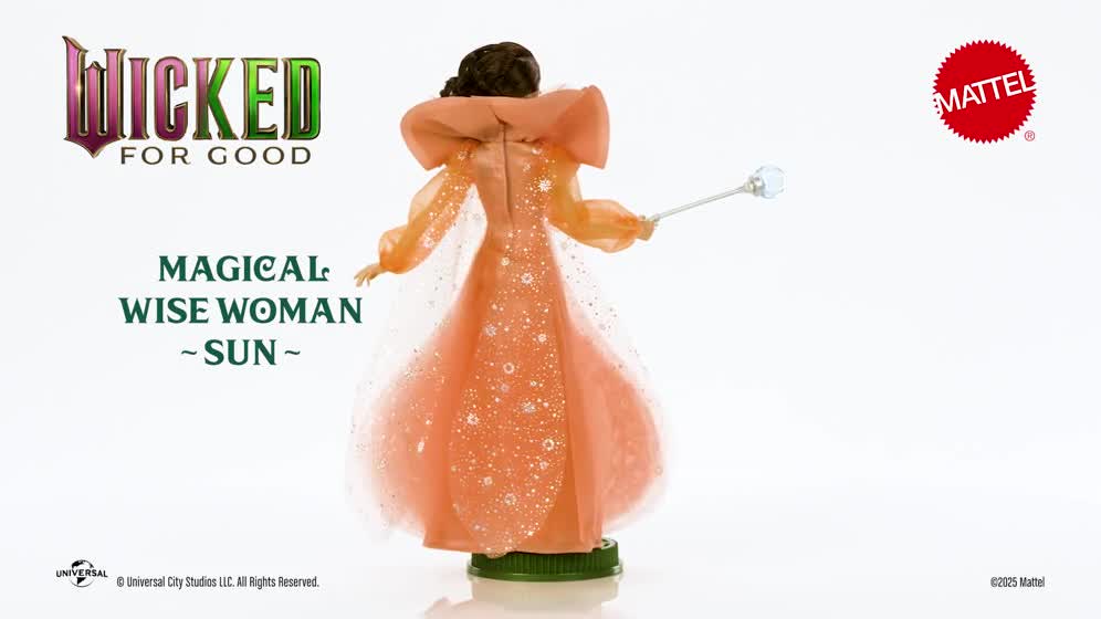 thumbnail video image 2 of Universal Pictures' Wicked Magical Wise Woman Sun Fashion Doll with Deluxe Movie-Inspired Outfit, 2 of 7