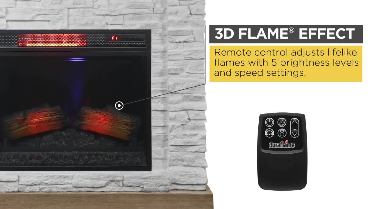 thumbnail video image 2 of duraflame® Wall Mantel Electric Fireplace, Rustic White, 2 of 9
