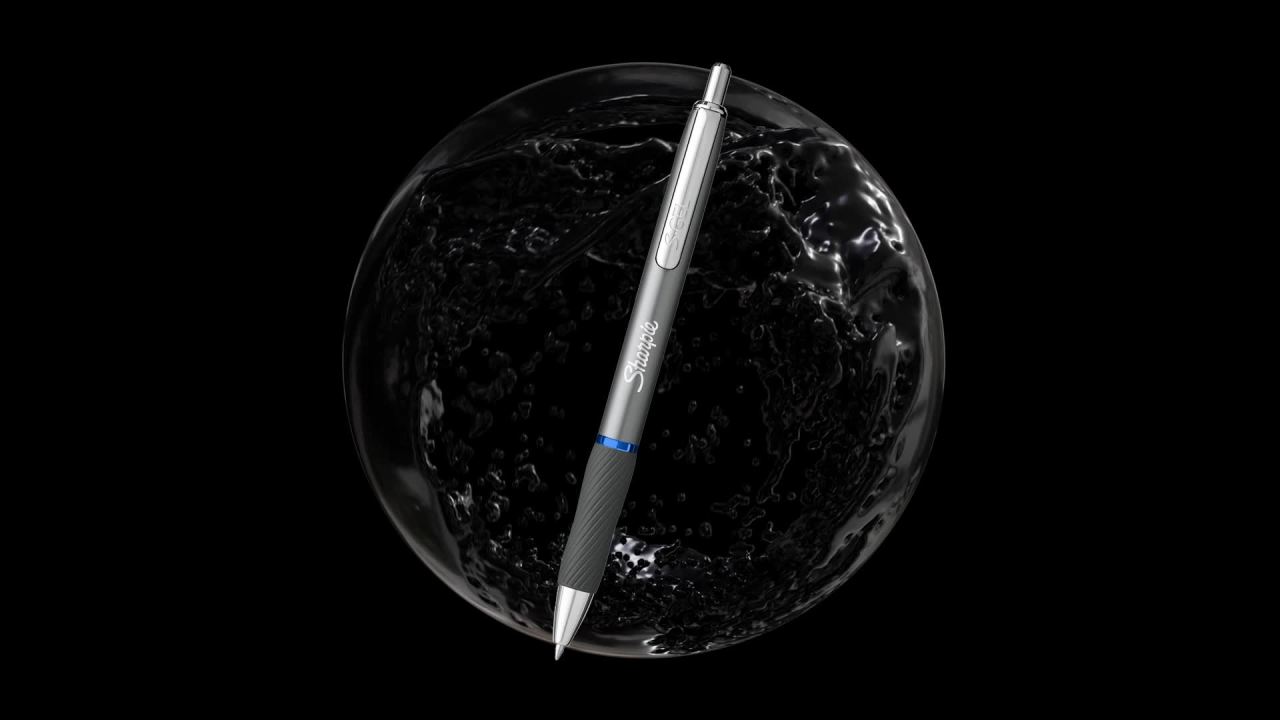 thumbnail video image 2 of Sharpie S-Gel, Gel Pens, Medium Point - 0.7 mm, Frost Blue Barrel, Black Gel Ink Pens, 4 Count, 2 of 7
