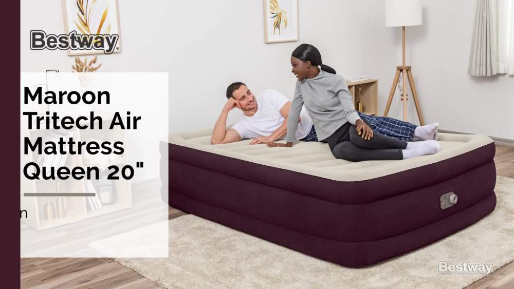 Bestway Maroon 20" Queen Air Mattress with Builtin Pump