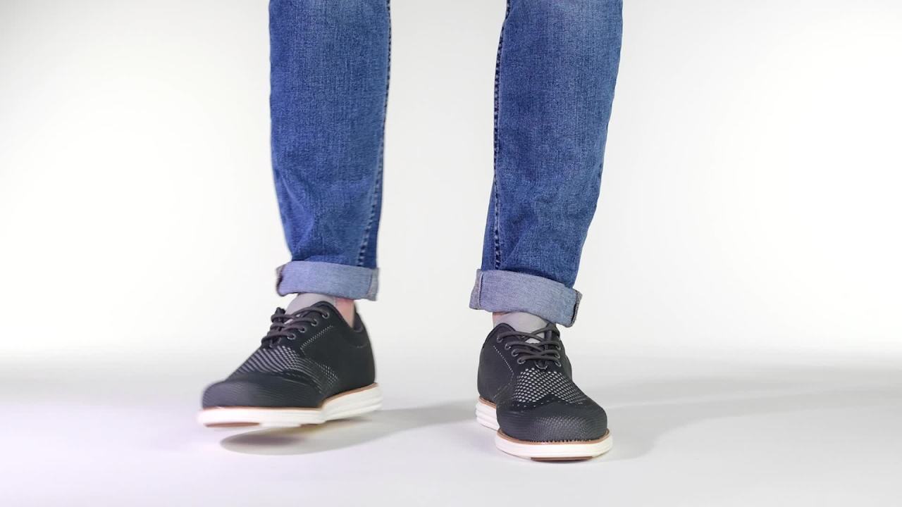 thumbnail video image 2 of Vance Co. Mens Ezra Tru Comfort Foam Knit Wingtip Dress Shoe, 2 of 8