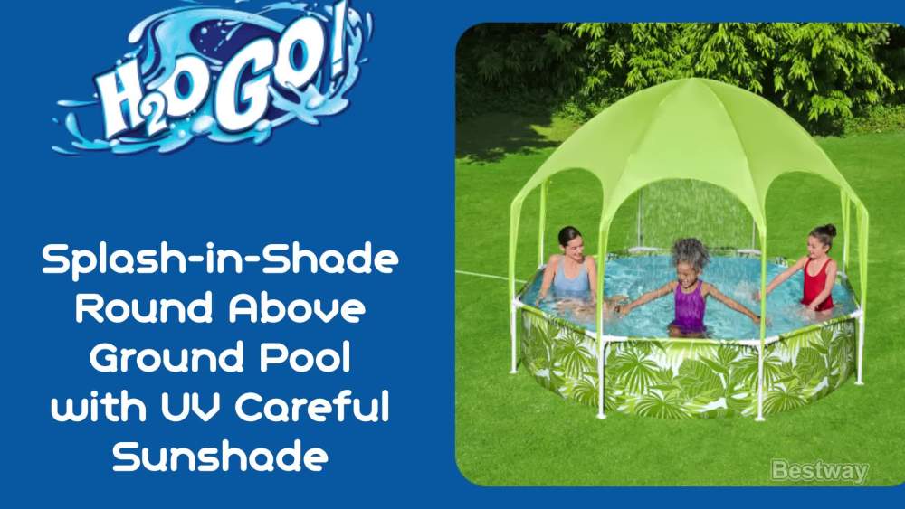H2OGO 8 ft. x 20 in. Round Above Ground Pool Set With Pool Shade - image 2 of 8