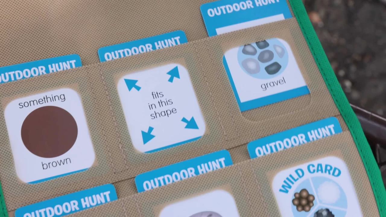 thumbnail video image 2 of Melissa & Doug Let’s Explore Indoor/Outdoor Scavenger Hunt Play Set – 80 Double-Sided Cards, 2 of 10
