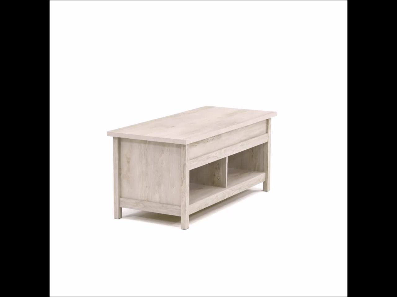 thumbnail video image 2 of Sauder Cannery Bridge Coffee Table with Storage, Chalked Chestnut Finish, 2 of 11