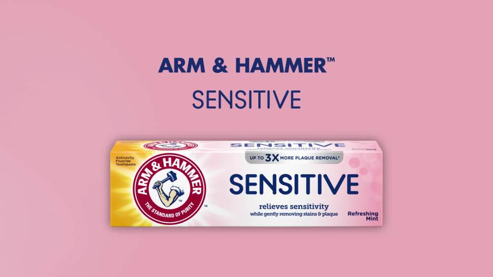 thumbnail video image 2 of Arm & Hammer Sensitive Teeth & Gums Fluoride Toothpaste, Refreshing Mint, 4.5 oz, 2 of 13
