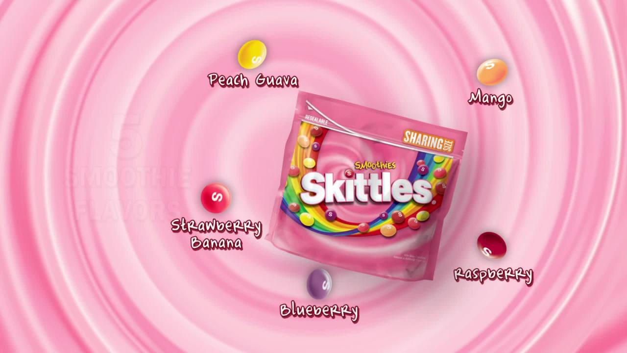 thumbnail video image 2 of Skittles Smoothies Chewy Candy, Sharing Size - 15.6 oz Bag, 2 of 13