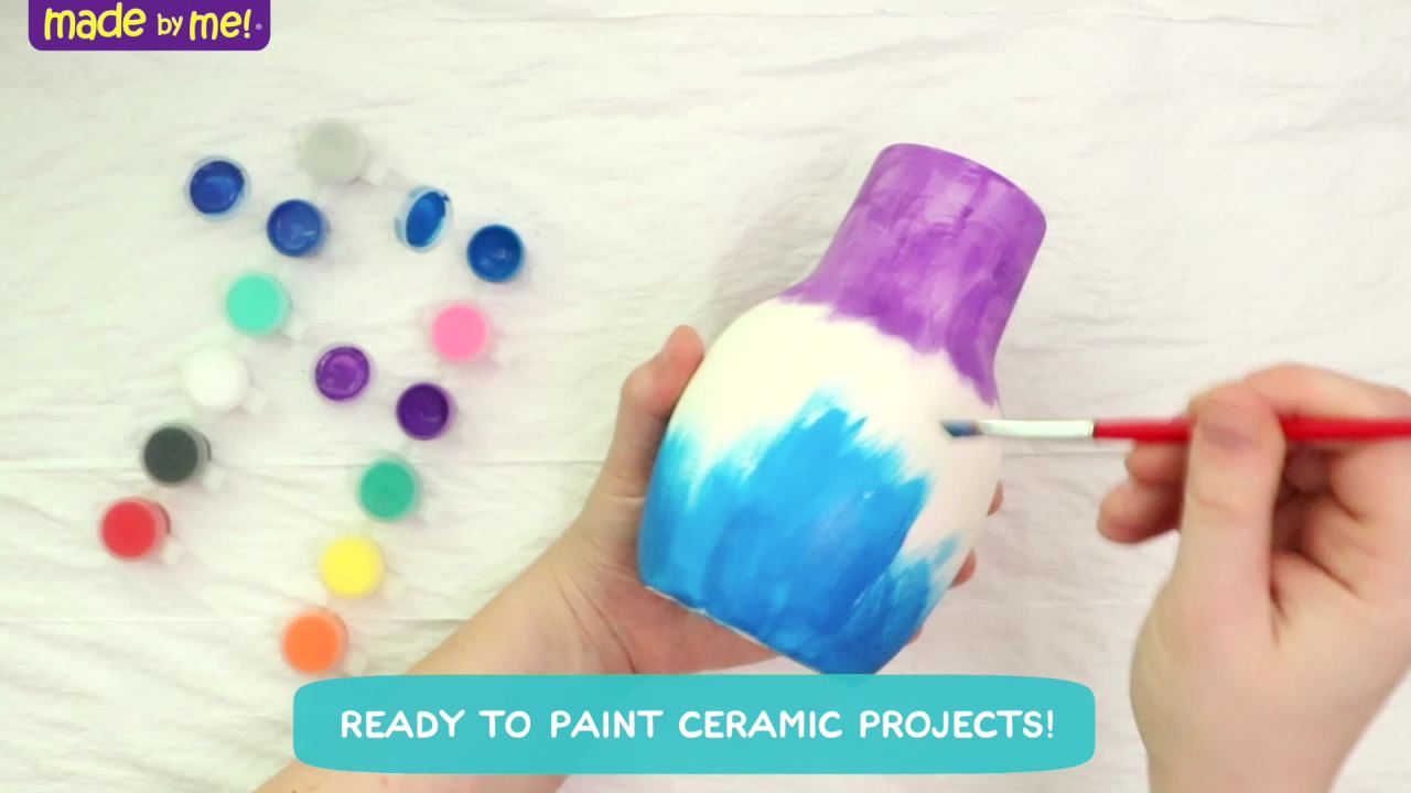 thumbnail video image 3 of Made By Me Paint Your Own Ceramic Pottery Art Kit, Boys and Girls, Child, Ages 8+, 3 of 9