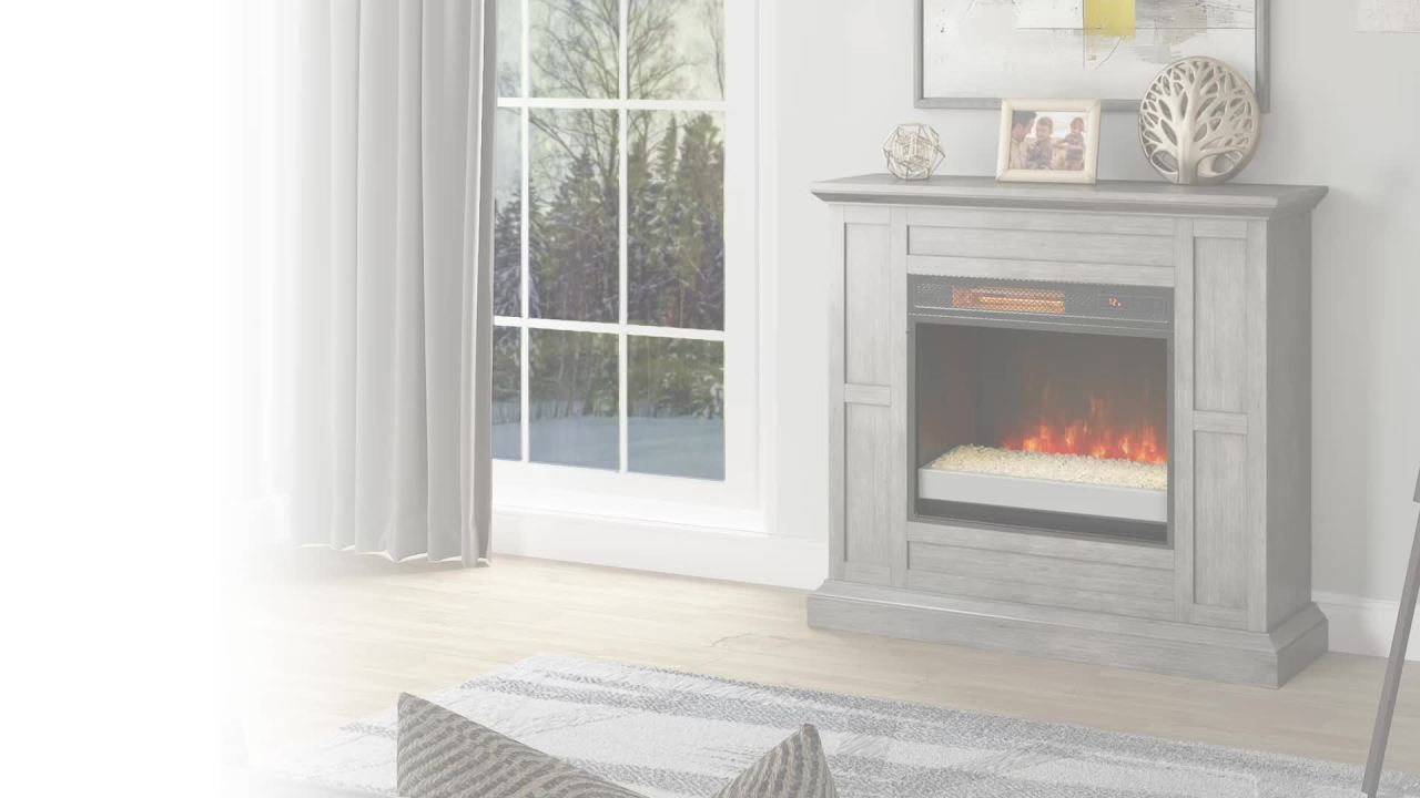 thumbnail video image 2 of duraflame® Wall Mantel Electric Fireplace, Weathered Gray, 2 of 11