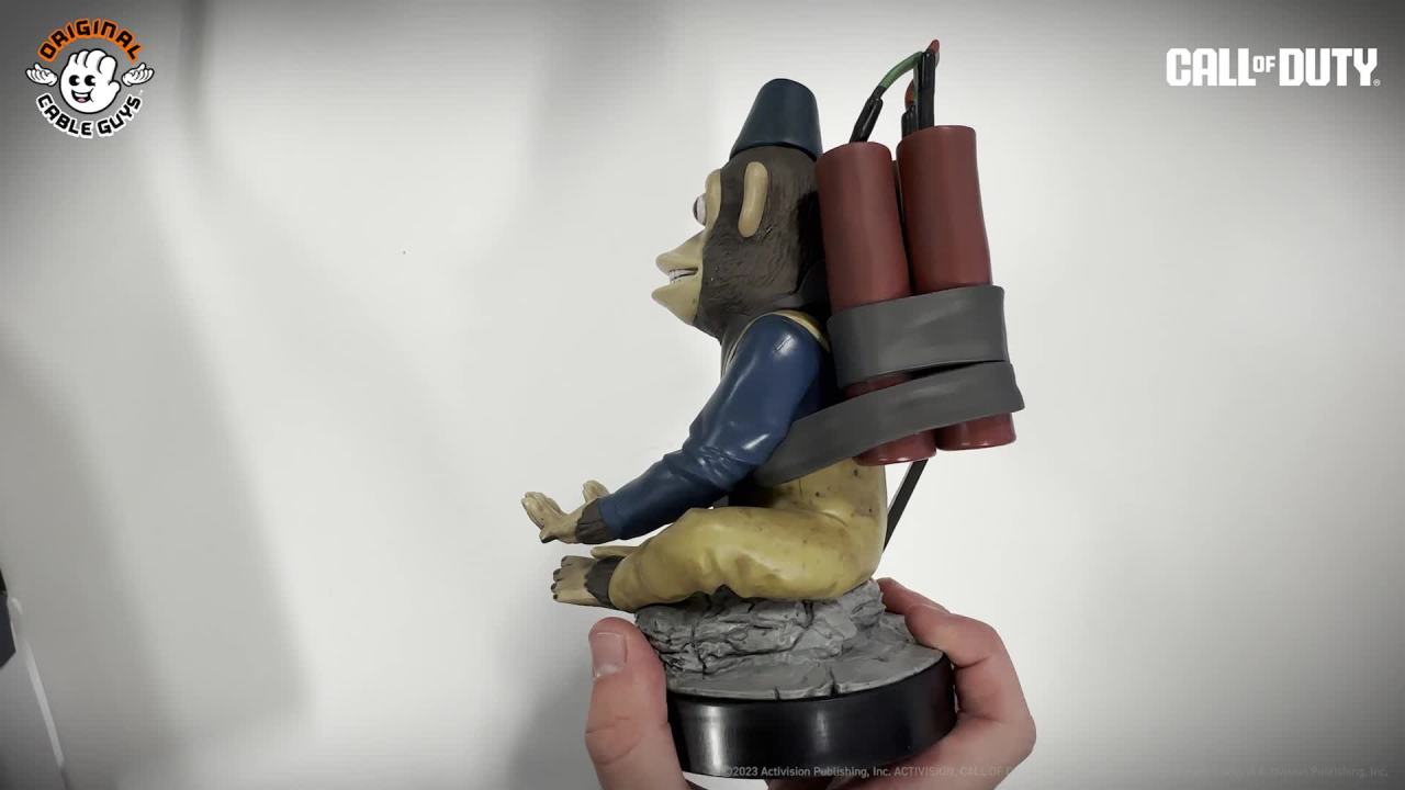 thumbnail video image 2 of Exquisite Gaming: Call of Duty: Monkeybomb - Original Mobile Phone & Gaming Controller Holder, Device Stand, Cable Guys, Licensed Figure, 2 of 10