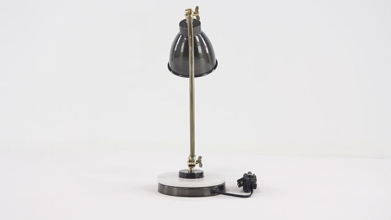 thumbnail video image 2 of DecMode 19" Spotlight Black Desk Lamp with Black Metal Shade, 2 of 9