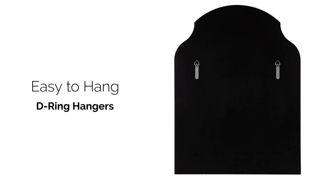 thumbnail video image 2 of Kate and Laurel Pinchot Glam Arched Wall Mirror, 24 x 32, Gold, Sophisticated Scalloped Arch Mirror for Wall Decor with Overlay and Dimensional Design, 2 of 8