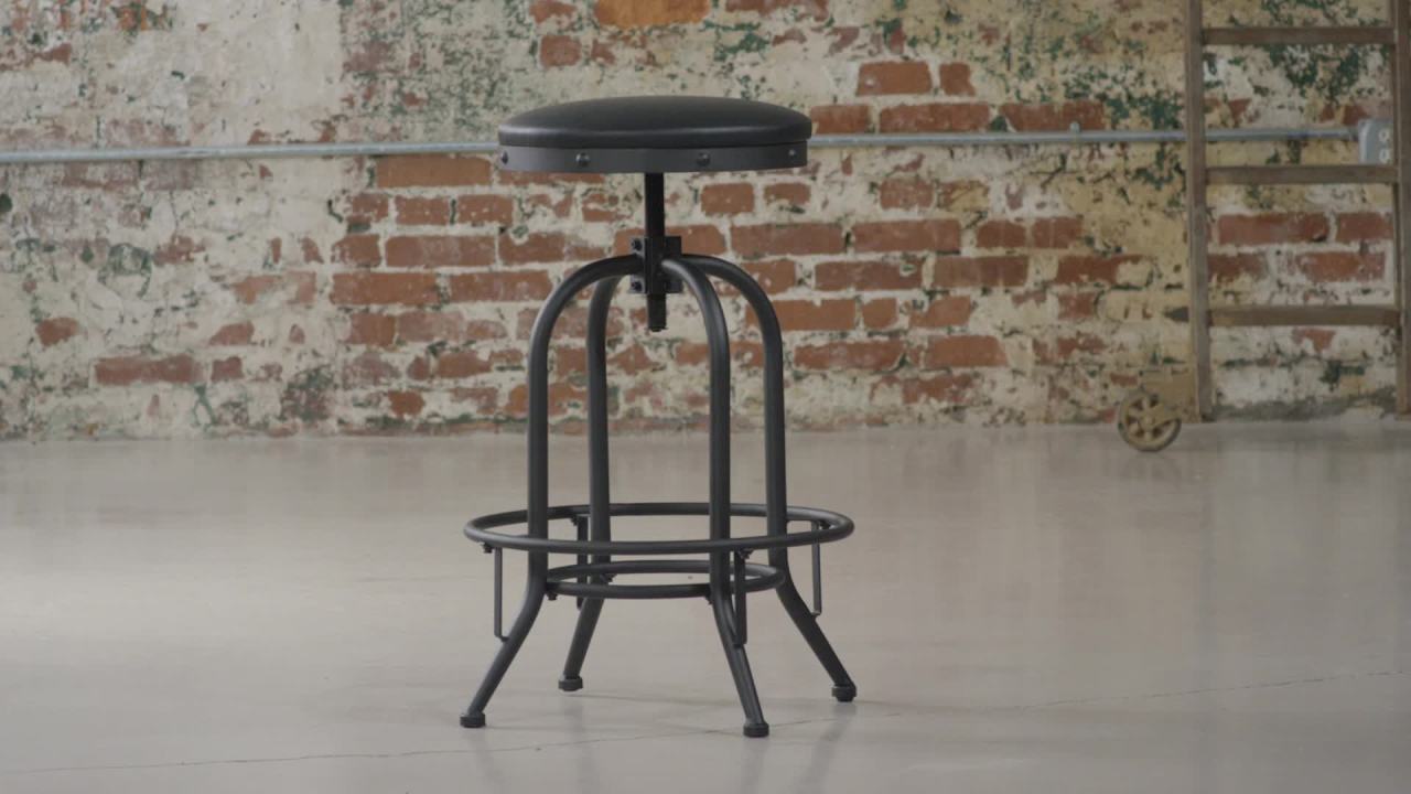 thumbnail video image 2 of Flash Furniture Carrington 30'' Barstool with Swivel Lift Black LeatherSoft Seat, 2 of 12