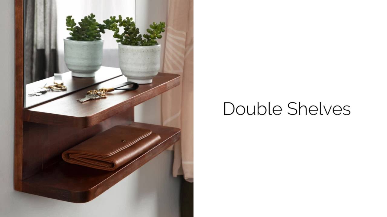 thumbnail video image 2 of Kate and Laurel Astora Modern Arched Wall Mirror, 18 x 30, Natural Wood, Scandinavian Framed Mirror for Storage and Display, 2 of 9