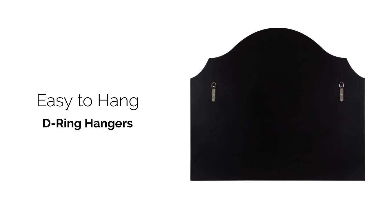 thumbnail video image 2 of Kate and Laurel Leanna Modern Wide Horizontal Arch Wall Mirror, 28 x 32, Black, Sophisticated Arched Bathroom Vanity Mirror with Soft Scallops and Slim Frame, 2 of 9