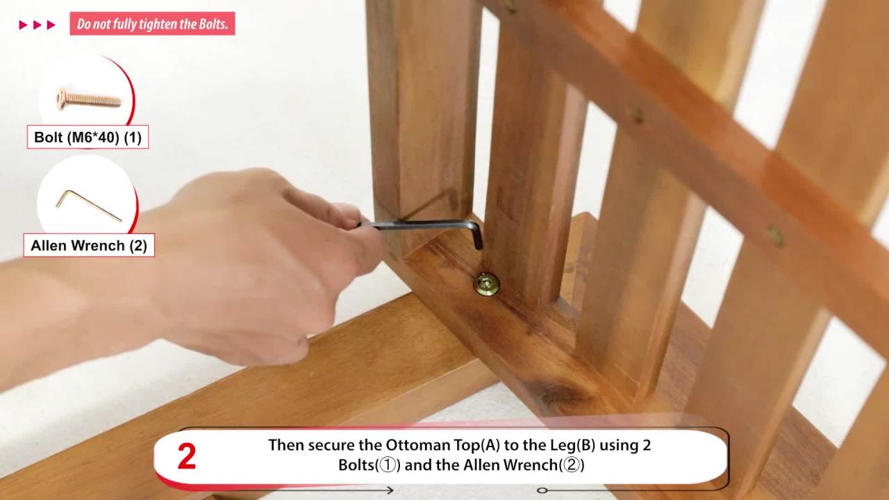 thumbnail video image 2 of GDF Studio Avacyn Outdoor Acacia Wood 5 Piece Club Chair and Ottoman Chat Set with Cushions, Brown and Cream, 2 of 14