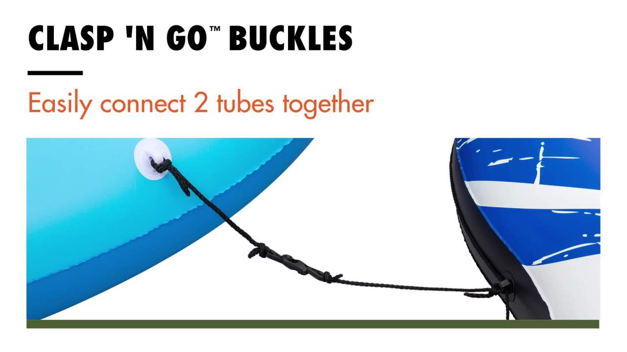 thumbnail video image 2 of Ozark Trail Rapid Rider Quadruple River Tube, Blue & White, 2 of 11