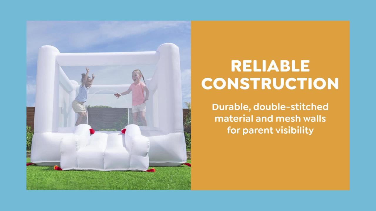 thumbnail video image 2 of H2OGO! Jump & Joy Kids White Bounce House with Slide and Blower, Indoor/Outdoor, Ages 3+, 2 of 13