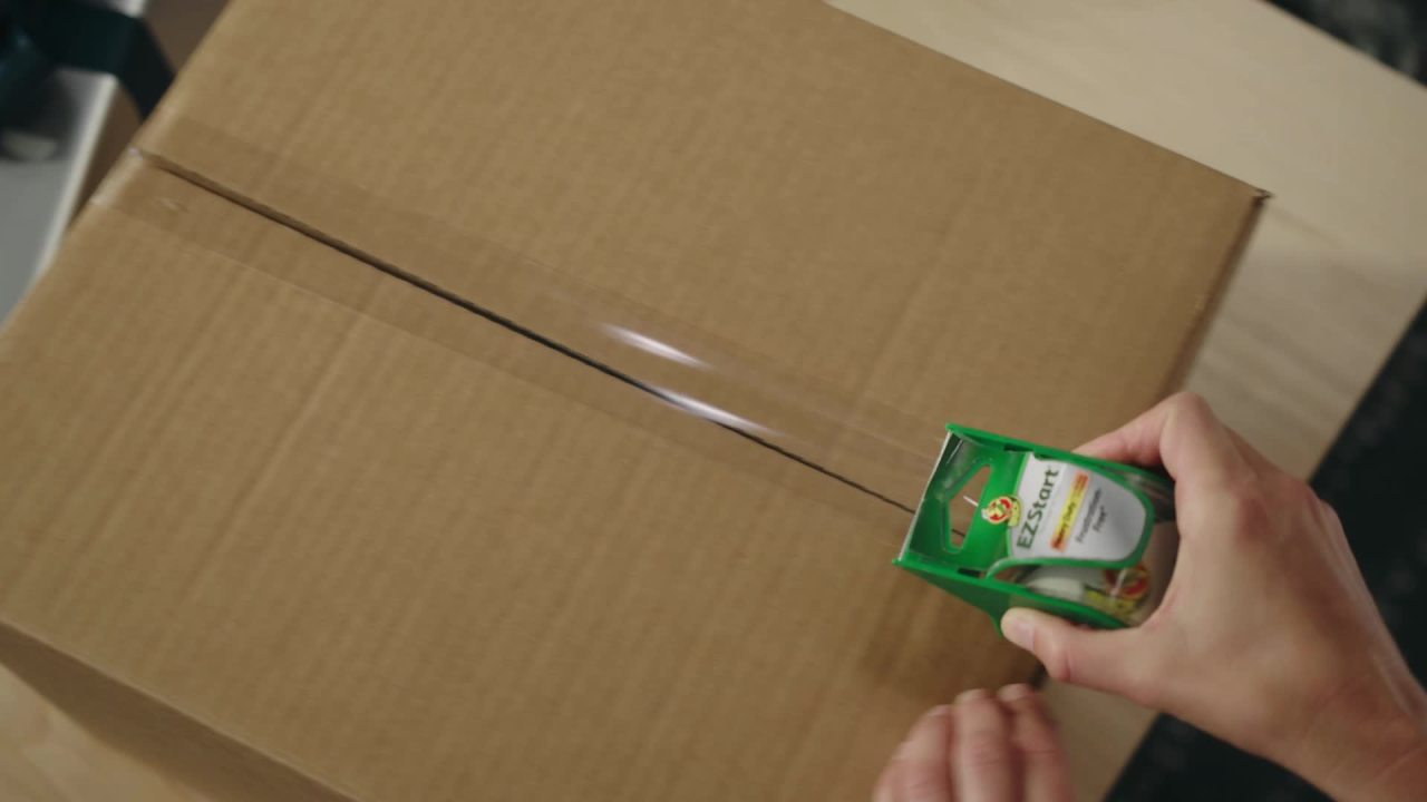 thumbnail video image 2 of (2 pack) Duck Brand EZ Start Clear Packing Tape with Dispenser 1.88 in. x 46 yd., 2 of 11