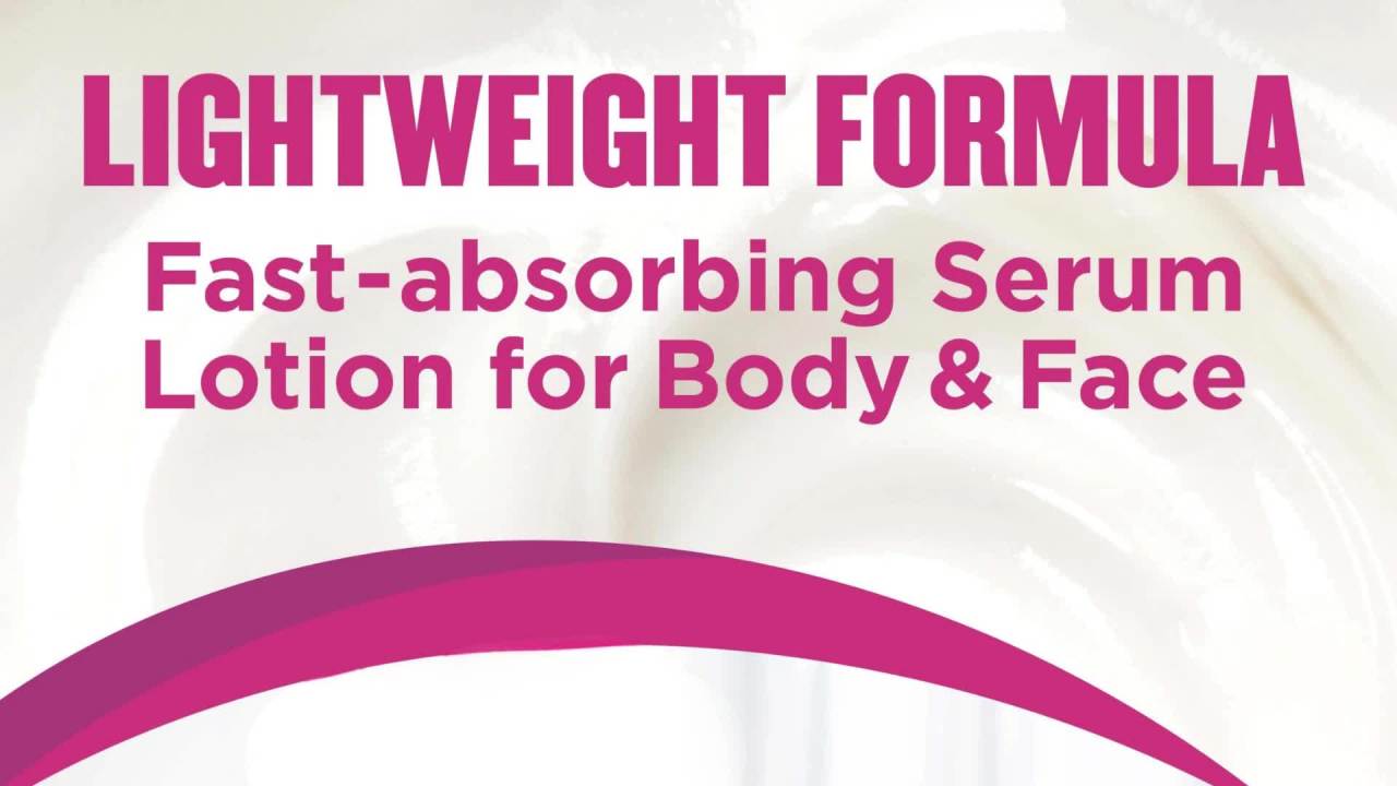 thumbnail video image 3 of Gold Bond Plumping Collagen Body and Face Serum Lotion, Lightweight Hydrating Moisturizer with Collagen Peptide Complex, Jojoba and Grapeseed Oils to Visibly Plump Skin, Cherry Blossom Scent, 8 oz, 3 of 14