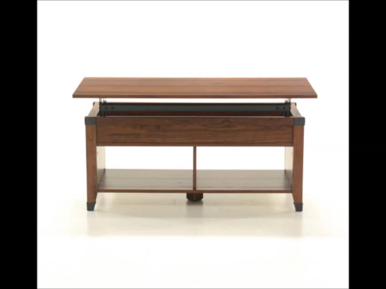thumbnail video image 2 of Sauder Carson Forge Lift-Top Coffee Table, Washington Cherry Finish, 2 of 11