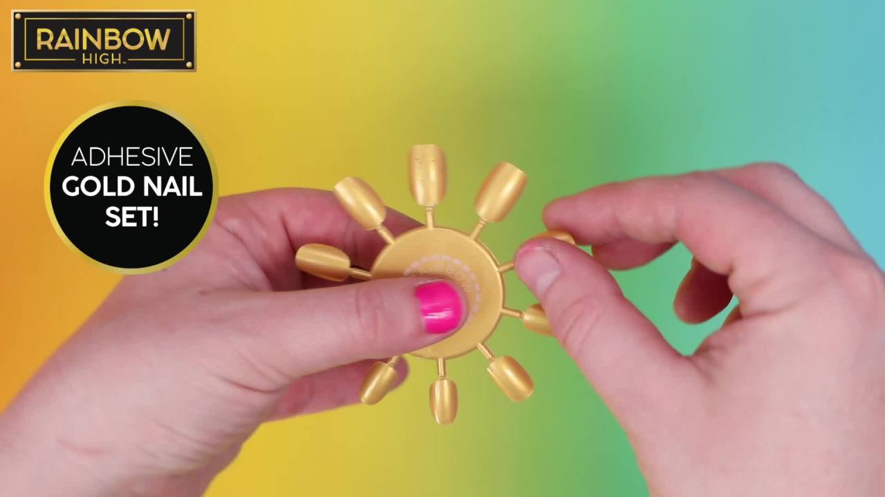 thumbnail video image 2 of Rainbow High Rainbow Nail Salon, Boys and Girls, Child, 24-Piece DIY Nail Art Set, 2 of 6