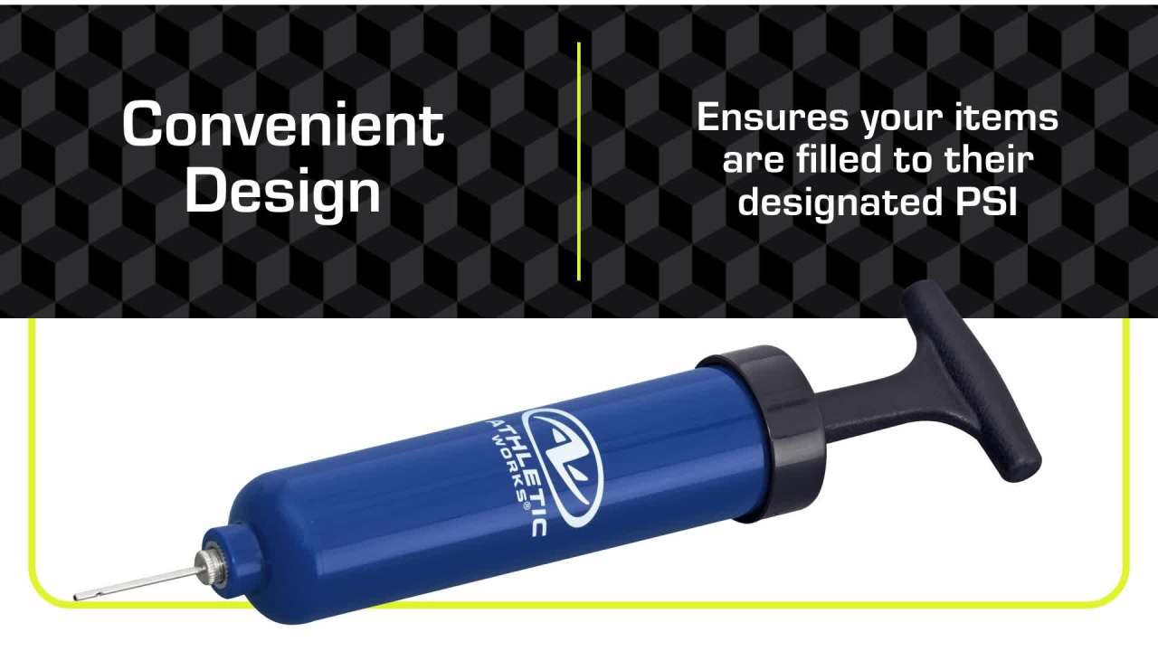 thumbnail video image 2 of (9 pack) Athletic Works 8" Manual Sports Ball Pump with Inflation Needle, Portable & Compact Design, 2 of 12