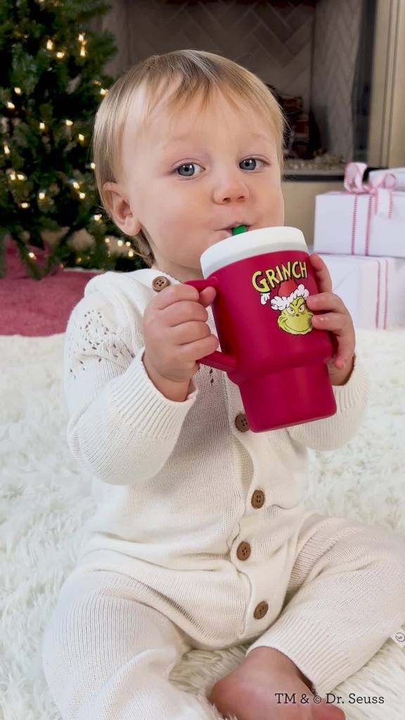 thumbnail video image 2 of Infantino Lil’ Explorer Soft Book, The Grinch Holiday Sensory Toy for Babies with Crinkle, Squeaker & Clacker Rings, 2 of 14