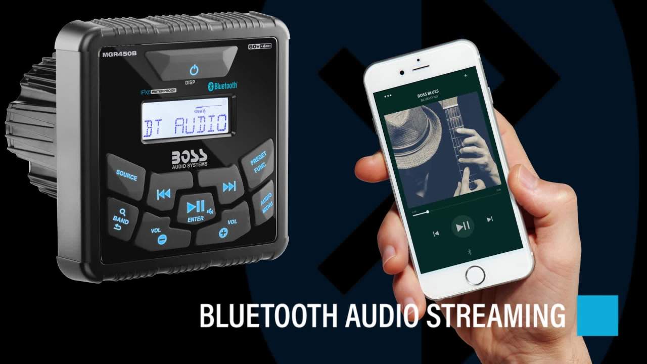 thumbnail video image 4 of BOSS Audio Systems MGR450B Gauge-Style Marine Bluetooth Receiver, Weatherproof Boat Stereo, 4 of 5