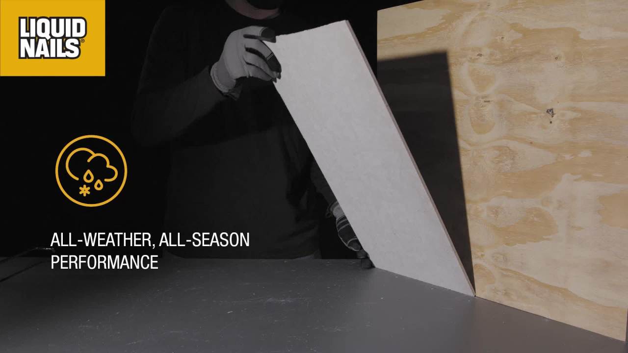 thumbnail video image 2 of Liquid Nails Extreme Heavy Duty White Hardware Adhesive 10 oz for Interior and Exterior Construction, 2 of 8