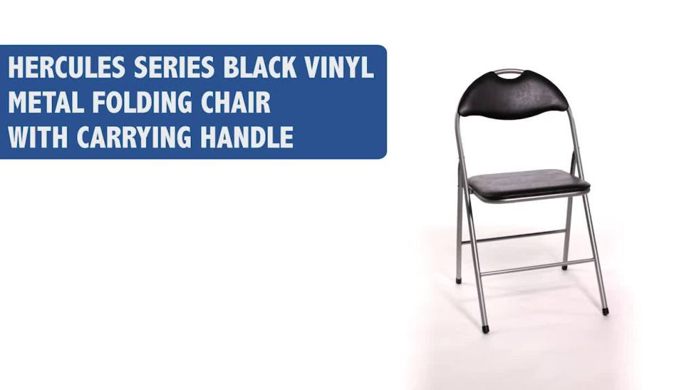 Flash Furniture HERCULES Series Black Vinyl Metal Folding Chair with Carrying Handle - image 2 of 13