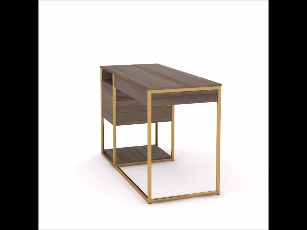 thumbnail video image 2 of Sauder International Lux Desk, Diamond Ash Finish, 2 of 12