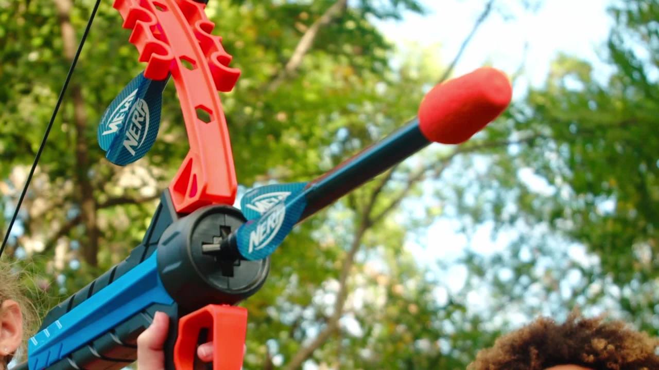 thumbnail video image 2 of NERF Kids Rip Rocket Toy Bow + Arrow Archery Set - Bow + 3 Arrows Included, 2 of 19